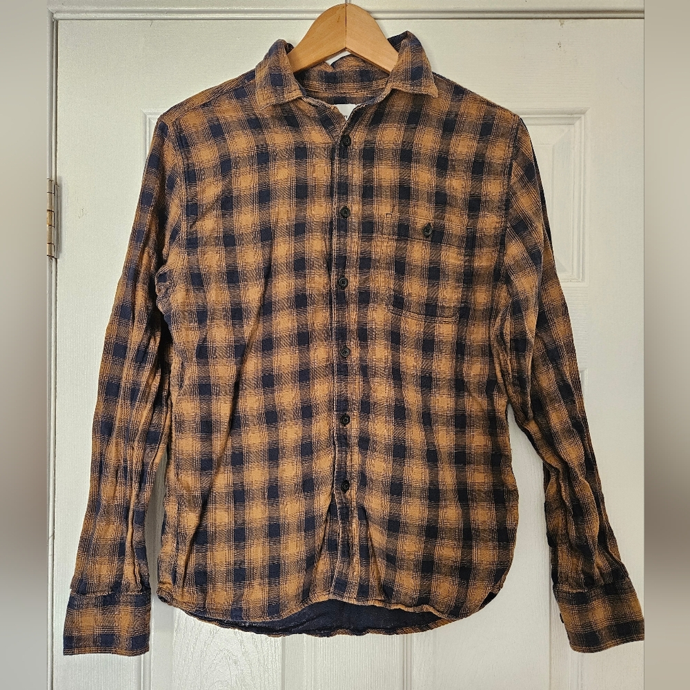 Goodfellow & Co Men's Blue and Brown Lined Button Up Flannel Size Small